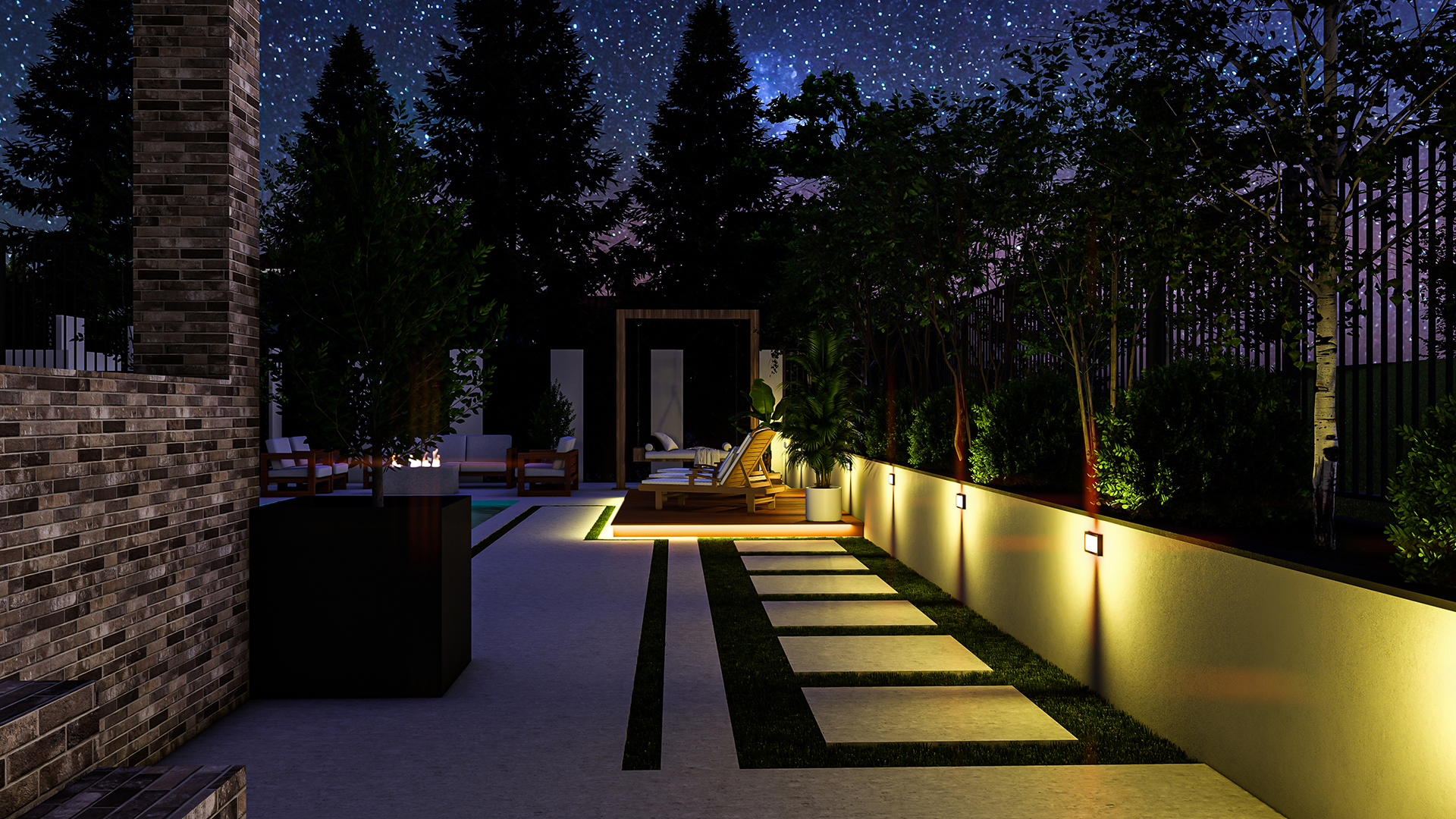 Iluminación de patio exterior
